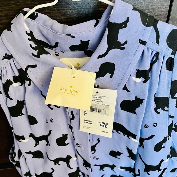 New with tags KATE SPADE BLUE CATS AND CREAM dress - Picture 3 of 4
